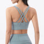 New Cross Back Nylon Yoga Top Women Sports Bra Quick Dry Workout Fitness Bra For Women Gym Running Breathable Underwear 25 Color