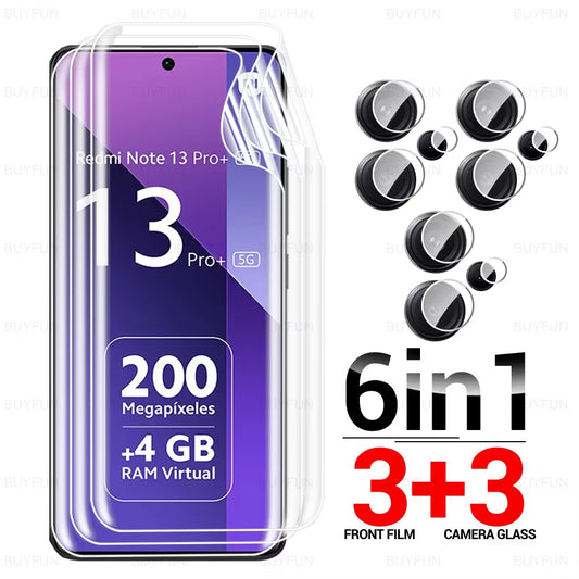 6-in-1 Hydrogel Film & Camera Glass for Redmi Note 13 Pro+