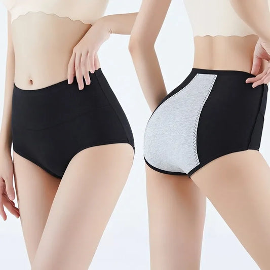 High-Waist Cotton Menstrual Underwear – Full Coverage Leakproof Period Panties for Women