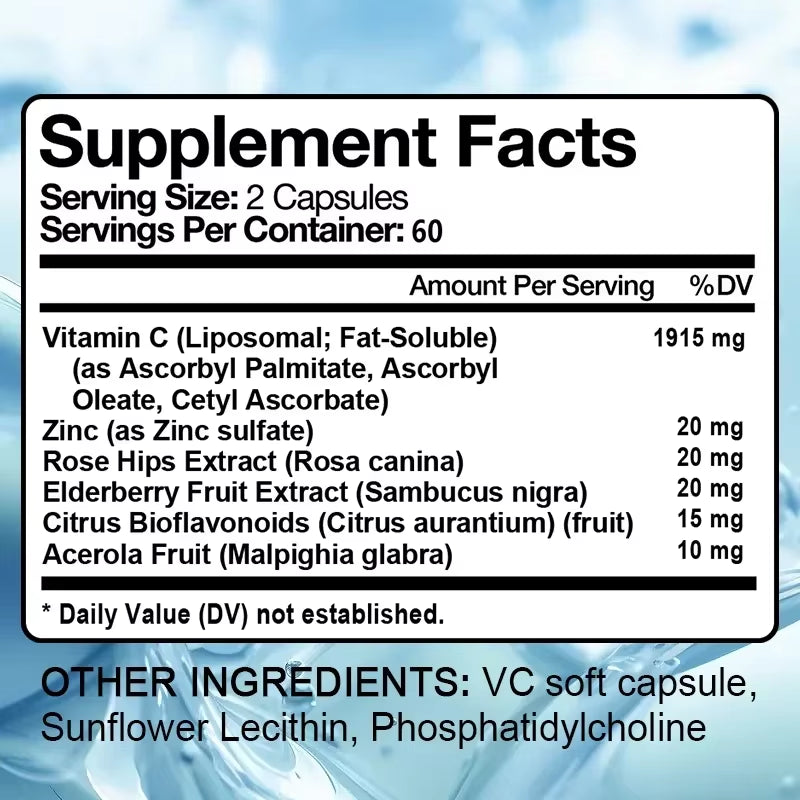 Vitamin C 2000mg, High Absorption, Immune & Collagen Booster