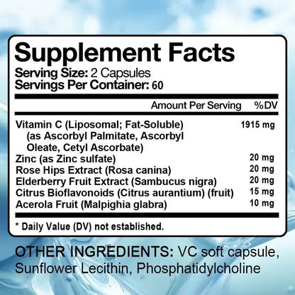 Vitamin C 2000mg, High Absorption, Immune & Collagen Booster