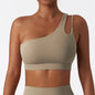 Oblique Shoulder Yoga Bra Women's Beautiful Back Gym Sports Underwear Hollow out Back Running Fitness Vest Push Up Workout Top