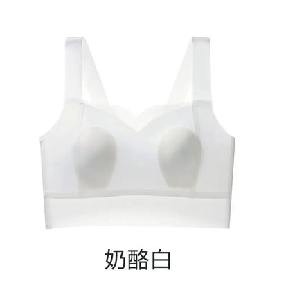 Summer ultra-thin no-mark underwear women's large breasts show small side breast strapless anti-go bra ice silk sling vest