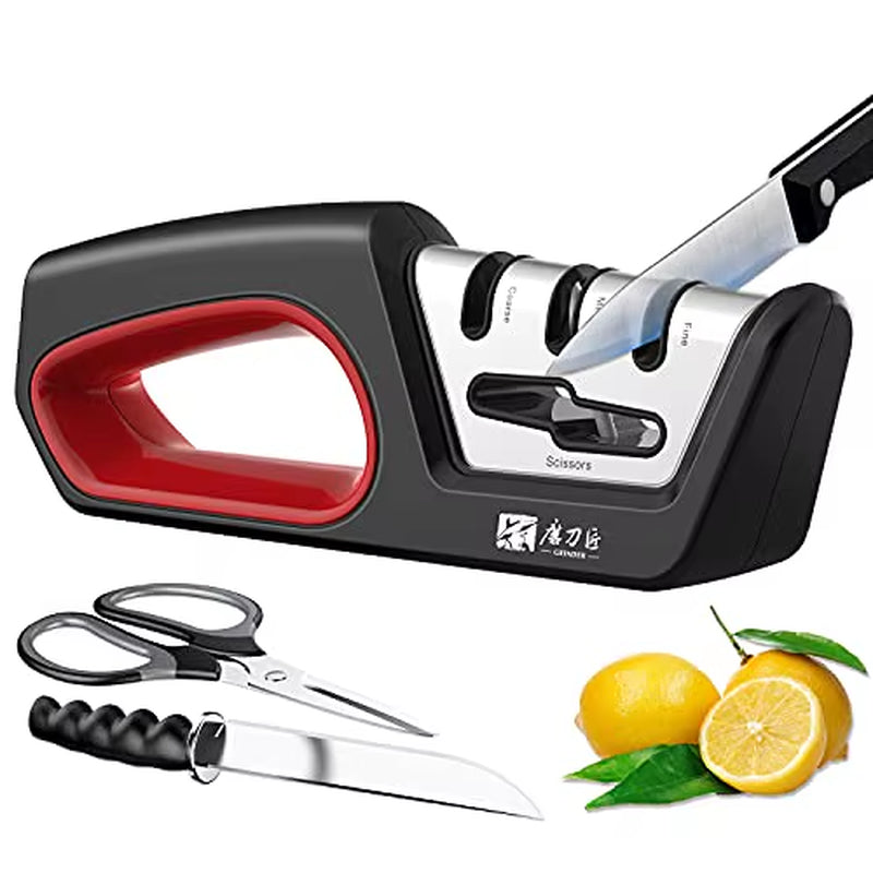 4-in-1 Kitchen Sharpener for Knives & Scissors - Diamond Steel