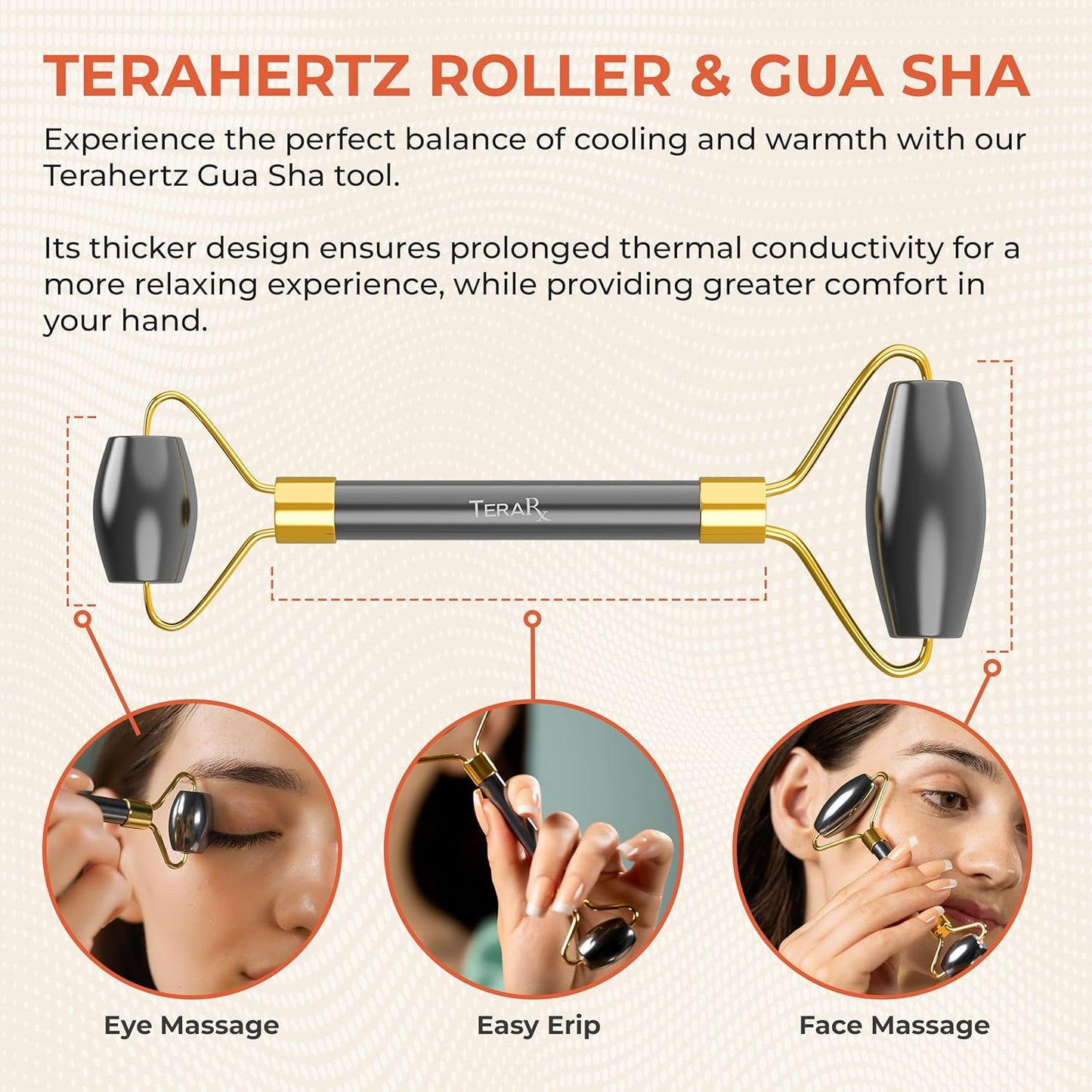 Terahertz Gua Sha & Face Roller – Puffiness, Wrinkles, Relaxation