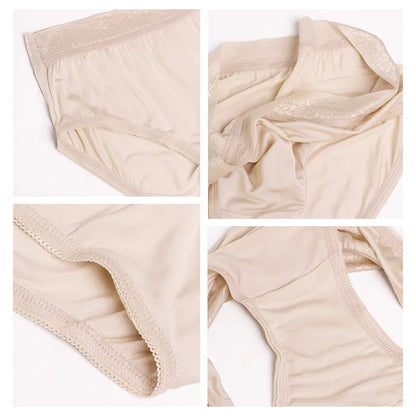 Silk Mid Waist Brief Panties for Women, Comfortable and Breathable 100% Silk Ultra-fine Knitting Underwear 18089