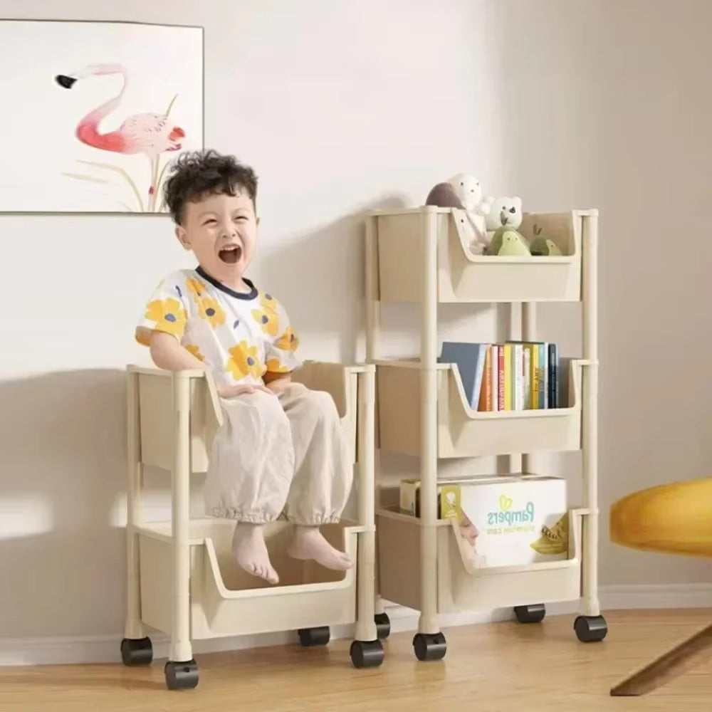 "Trolley Bookshelf & Narrow Storage Rack for Kitchen & Bathroom"