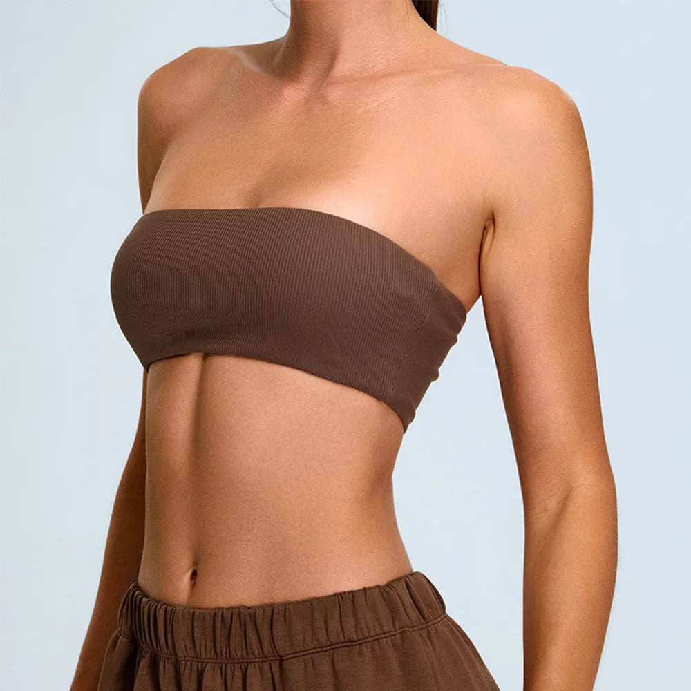 Strapless Sports Bra Women Gym Top Quick-Drying Yoga Clothes Women Tube Top Fitness Chest Wrap Underwear Workout Bra Female