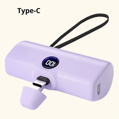Portable Fast Charger with Built-In Cable for iPhone/Samsung