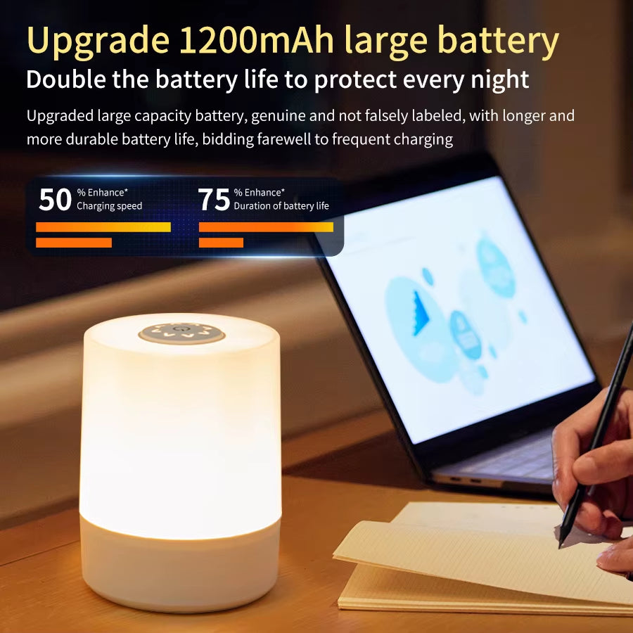 USB LED Touch Night Lamp with Remote, 3 Colors, Rechargeable