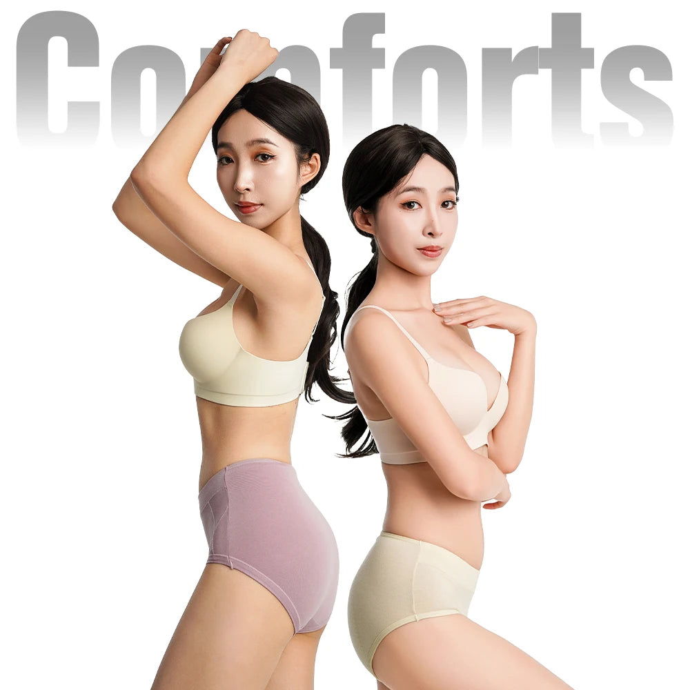 Women's Cotton Menstrual Underwear – Leakproof Medium-Waist Period Panties, Plus Sizes XL-6XL