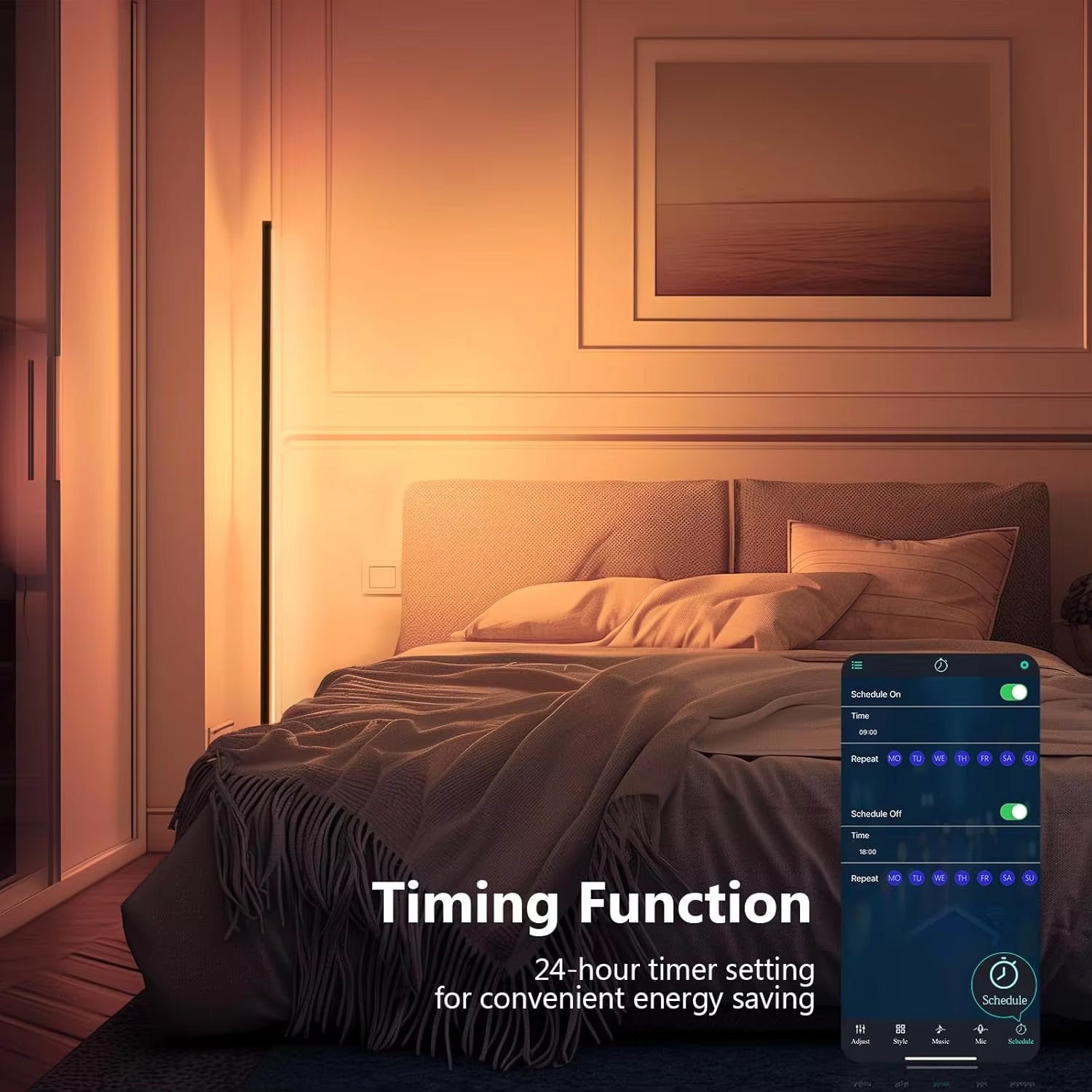 Smart RGB Floor Lamp with Music Sync & Remote Control