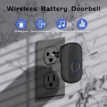 Wireless 433MHz Doorbell 200M Range, 38 Songs, Waterproof