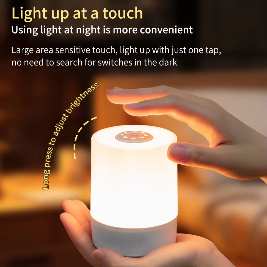 USB LED Touch Night Lamp with Remote, 3 Colors, Rechargeable