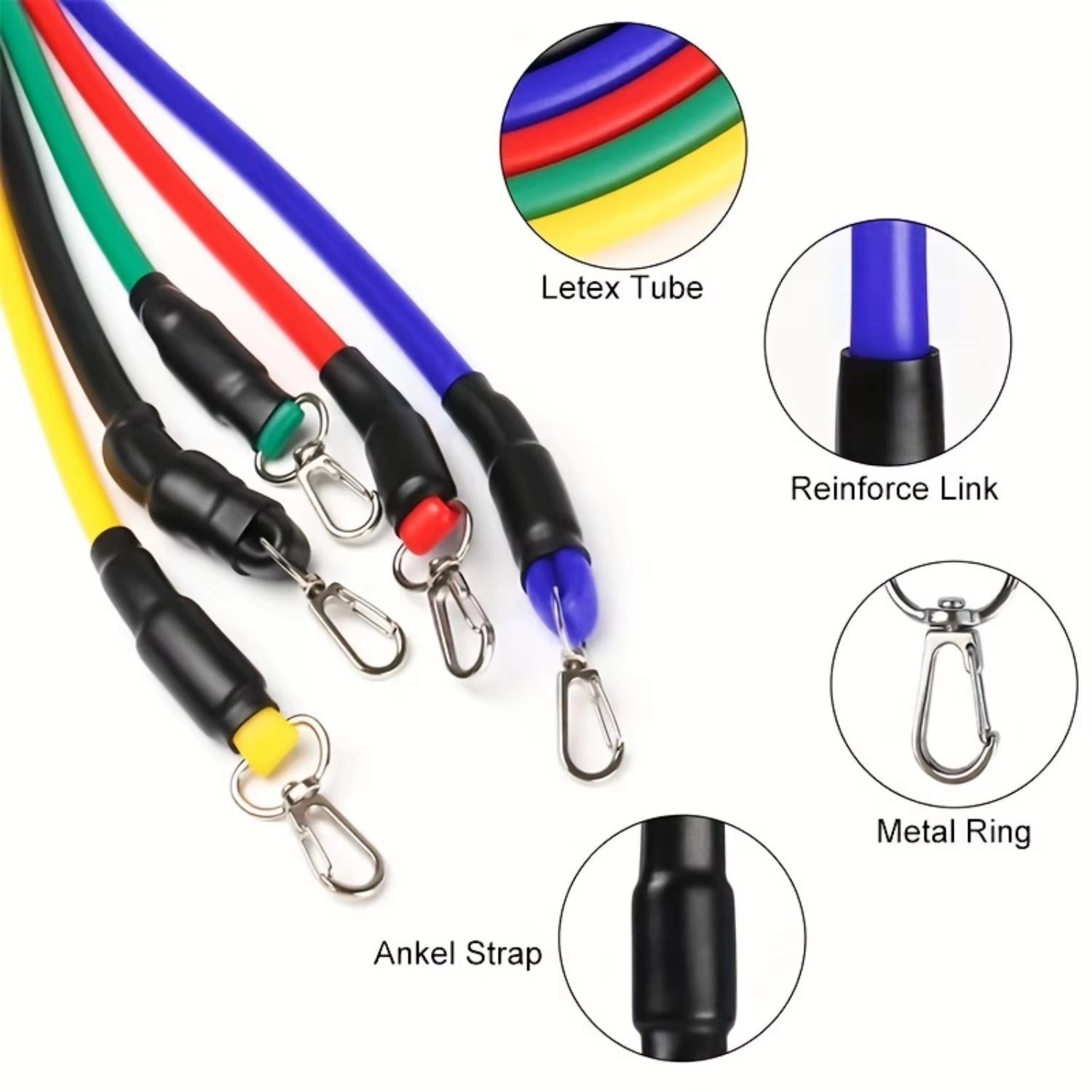 11Pcs TPE Resistance Bands Set with Door Anchor & Straps