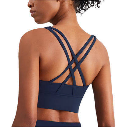 New Cross Back Nylon Yoga Top Women Sports Bra Quick Dry Workout Fitness Bra For Women Gym Running Breathable Underwear 25 Color