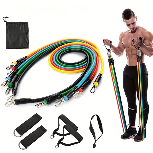 11Pcs TPE Resistance Bands Set with Door Anchor & Straps