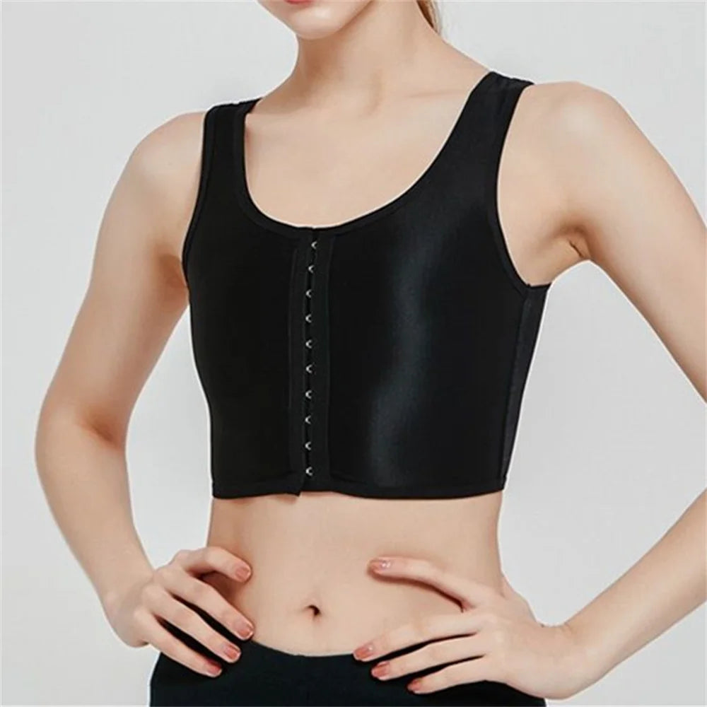 Women Chest Binder Breathable Chest Breast Binder Buckle Short Vest Tops Underwear Tank Tops Wireless Chest Wrap Bandage