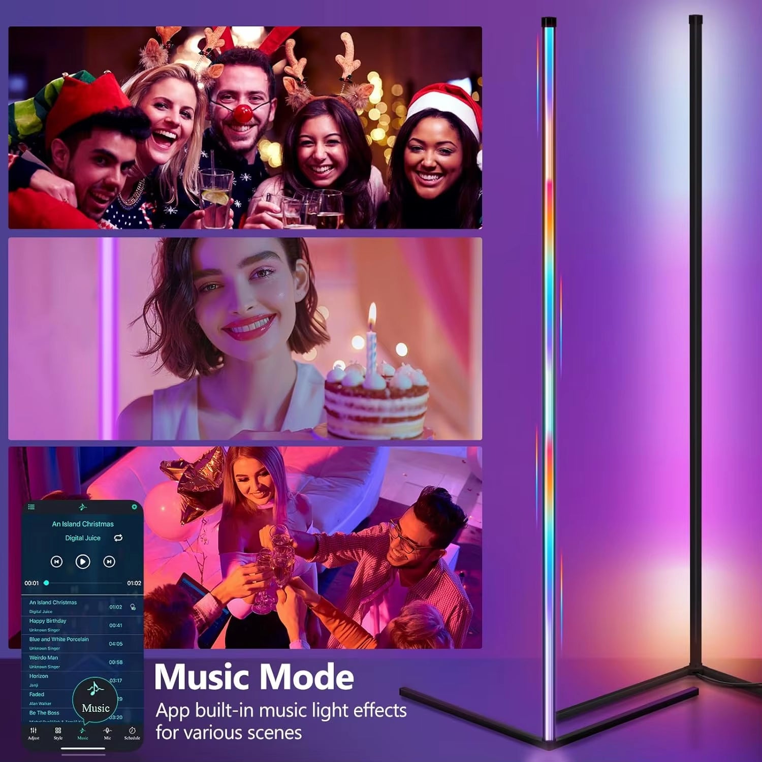 Smart RGB Floor Lamp with Music Sync & Remote Control