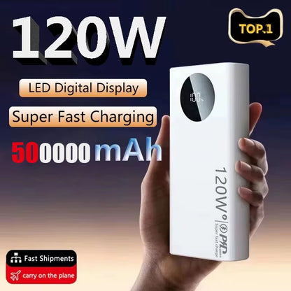 120W 50000mAh Power Bank Fast Charger for iPhone/Samsung