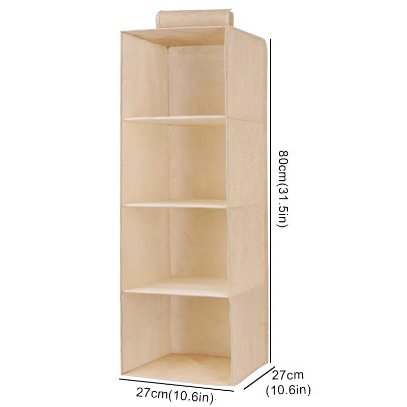 "Collapsible Wardrobe Hanging Storage Bag with Shelves"