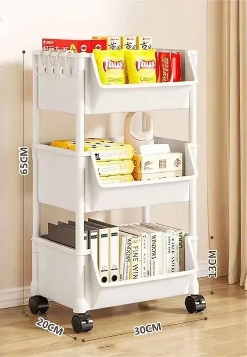 "Trolley Bookshelf & Narrow Storage Rack for Kitchen & Bathroom"
