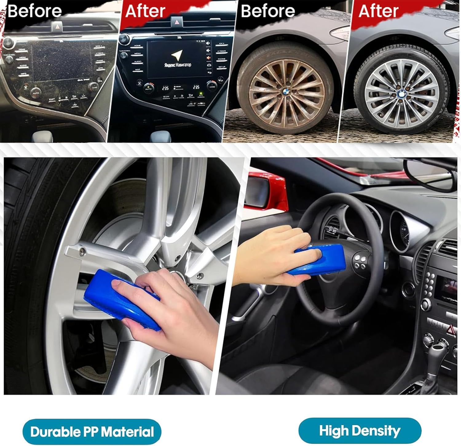 Tire Shine Applicator Kit - Reusable Sponge Pad, Brush, Towel, & Lid for Car Detailing