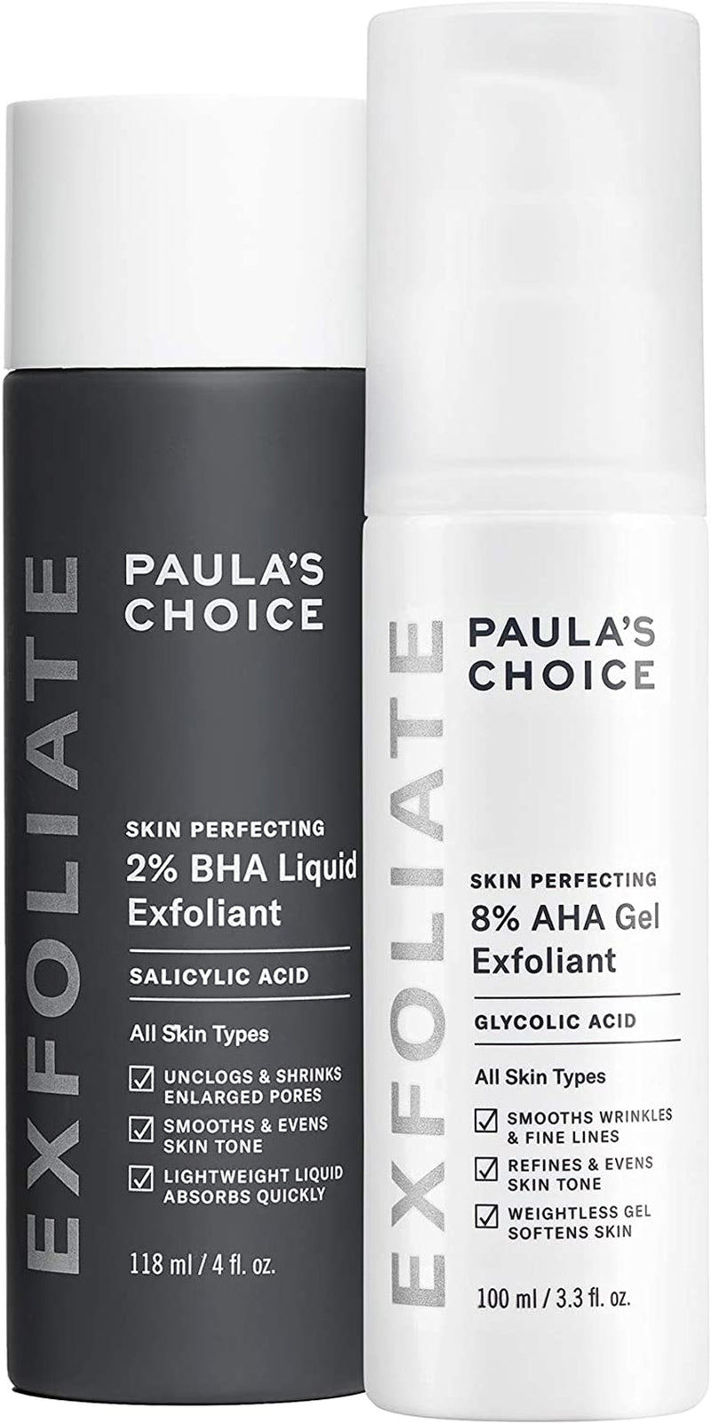 Skin Perfecting AHA & BHA Exfoliant Duo – For Blackheads, Pores, Wrinkles
