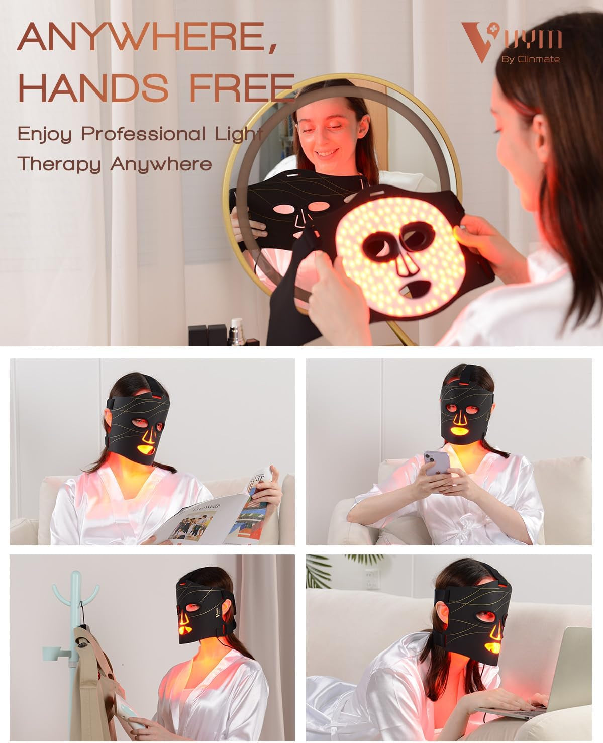 Red Light Therapy Mask with 292 LEDs & LCD Controller for At-Home Skincare