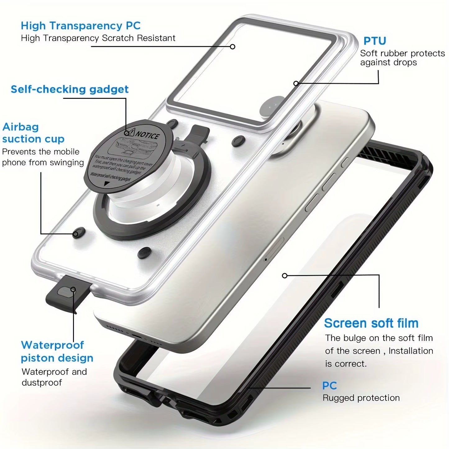 "Shockproof Waterproof Phone Case 6.9'' with Stand & Protection"
