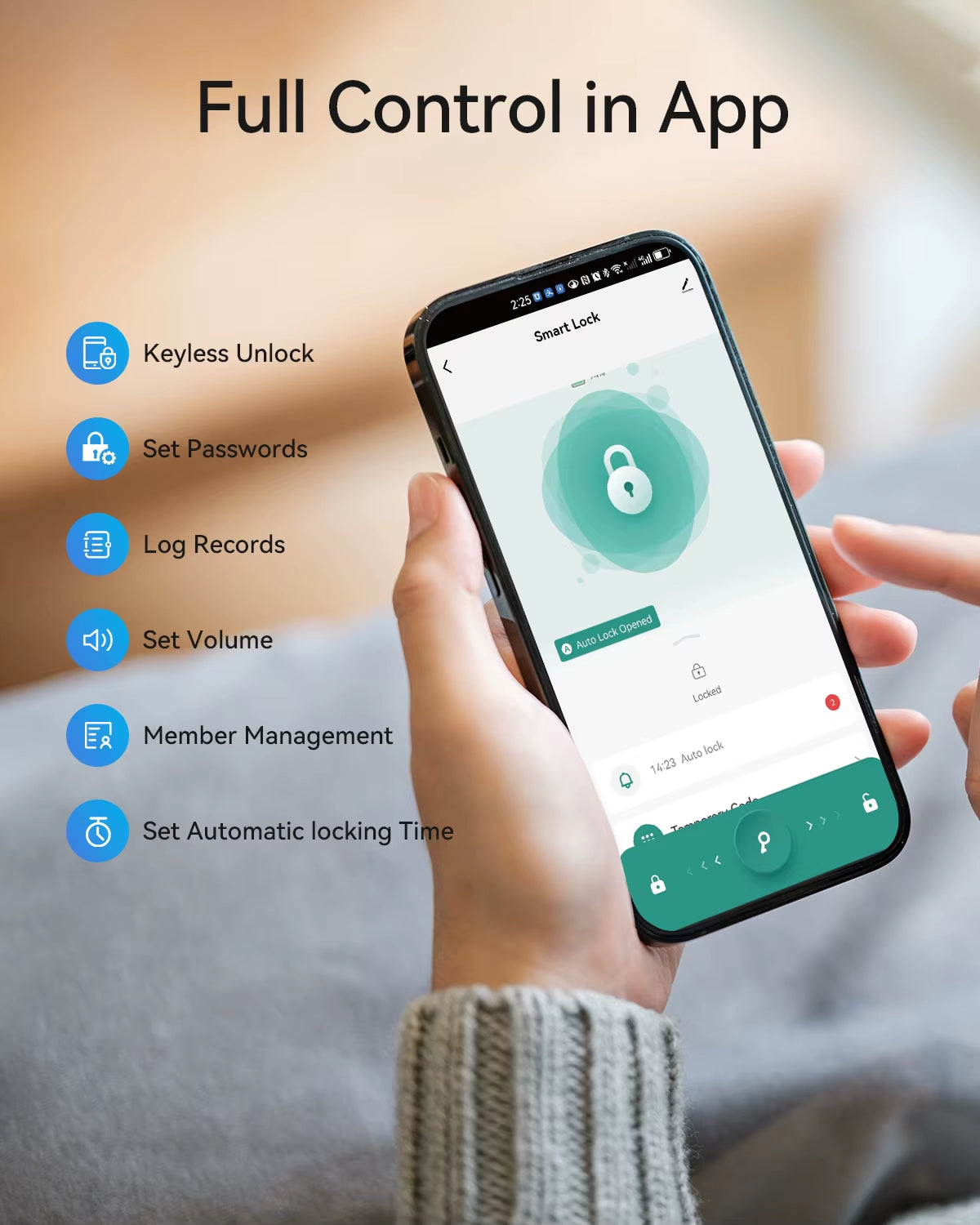Smart Keyless Door Lock, Fingerprint & Keypad Entry for Home