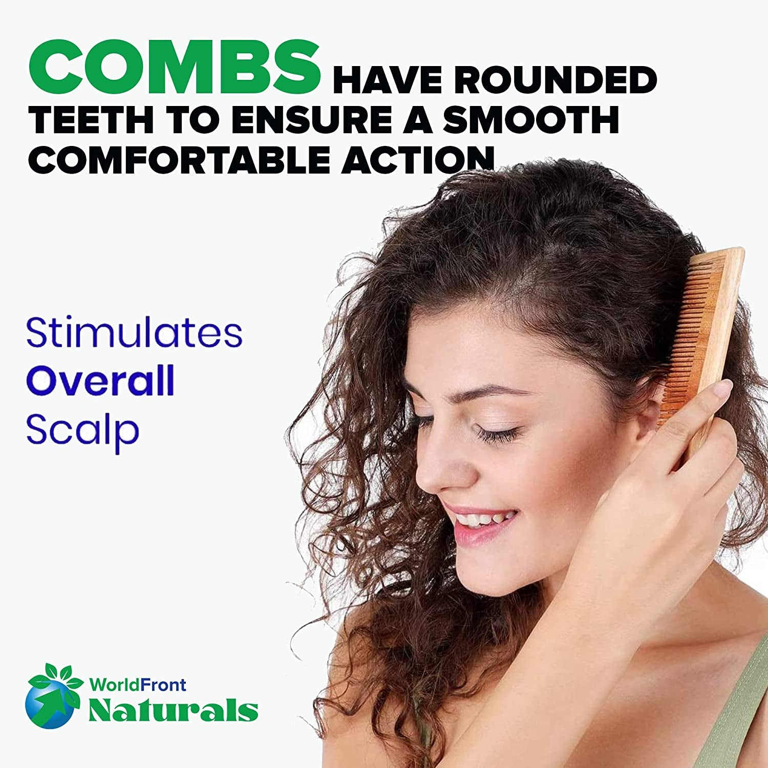 Naturals Natural Large Bamboo Wooden Hair Comb - Eco-Friendly