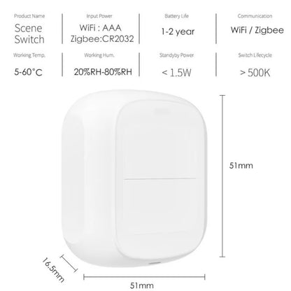 Tuya WiFi/ZigBee Wireless 4/6 Scene Switch Push Button Controller 2 Gang Battery Powered Automation Scenario Smart Life