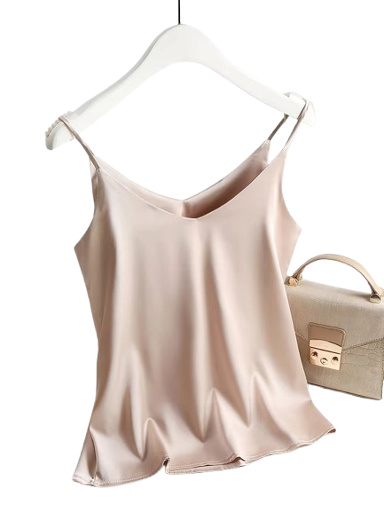 AOSSVIAO 2025 Women's Satin Silk Cami – Spaghetti Strap V-Neck Tank Top